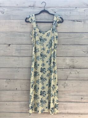 Loft Yellow Blue Floral Dress Sleeveless Feminine Spring Summer Wedding Guest 4